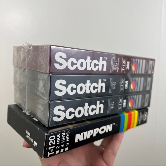 Scotch 1 EG+ High Grade T-120 Blank VHS Videocassette 2 Standard 3 Pack NOS VTG - Picture 2 of 11